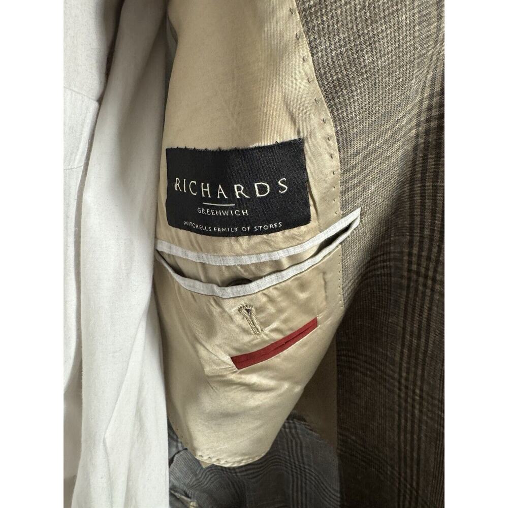 Brunello Cucinelli Prince Of Wales Taupe Sportcoat IT 54/ 44 US Wool Linen Silk - Picture 10 of 10